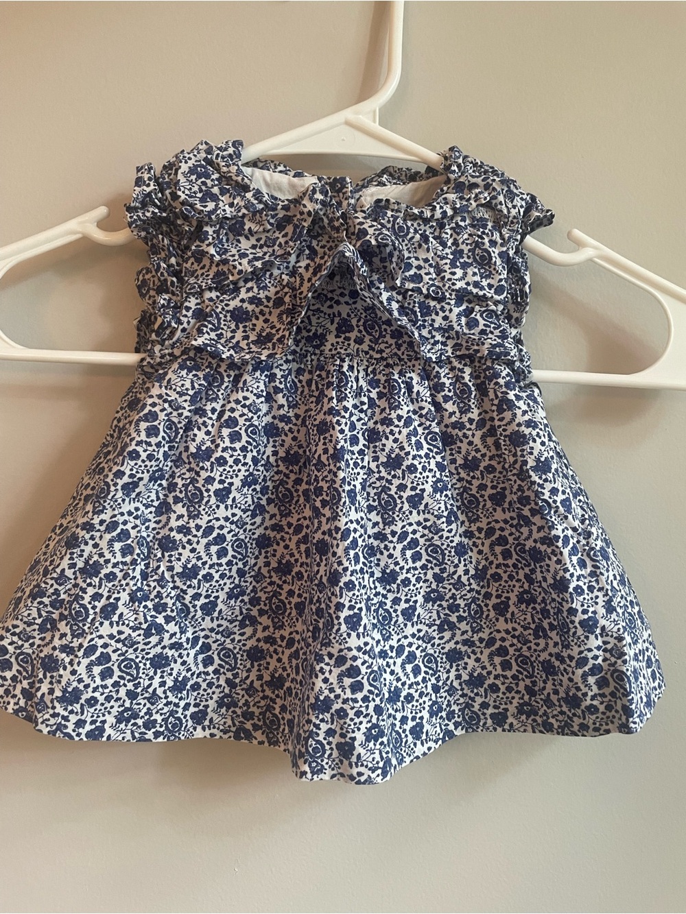 Janie and Jack 3-6M Blue/White Floral Sleeveless Ruffle Dress